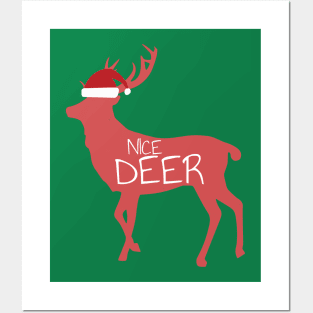 Funny Naughty Deer Nice Deer Couple Matching Christmas Gift Posters and Art
